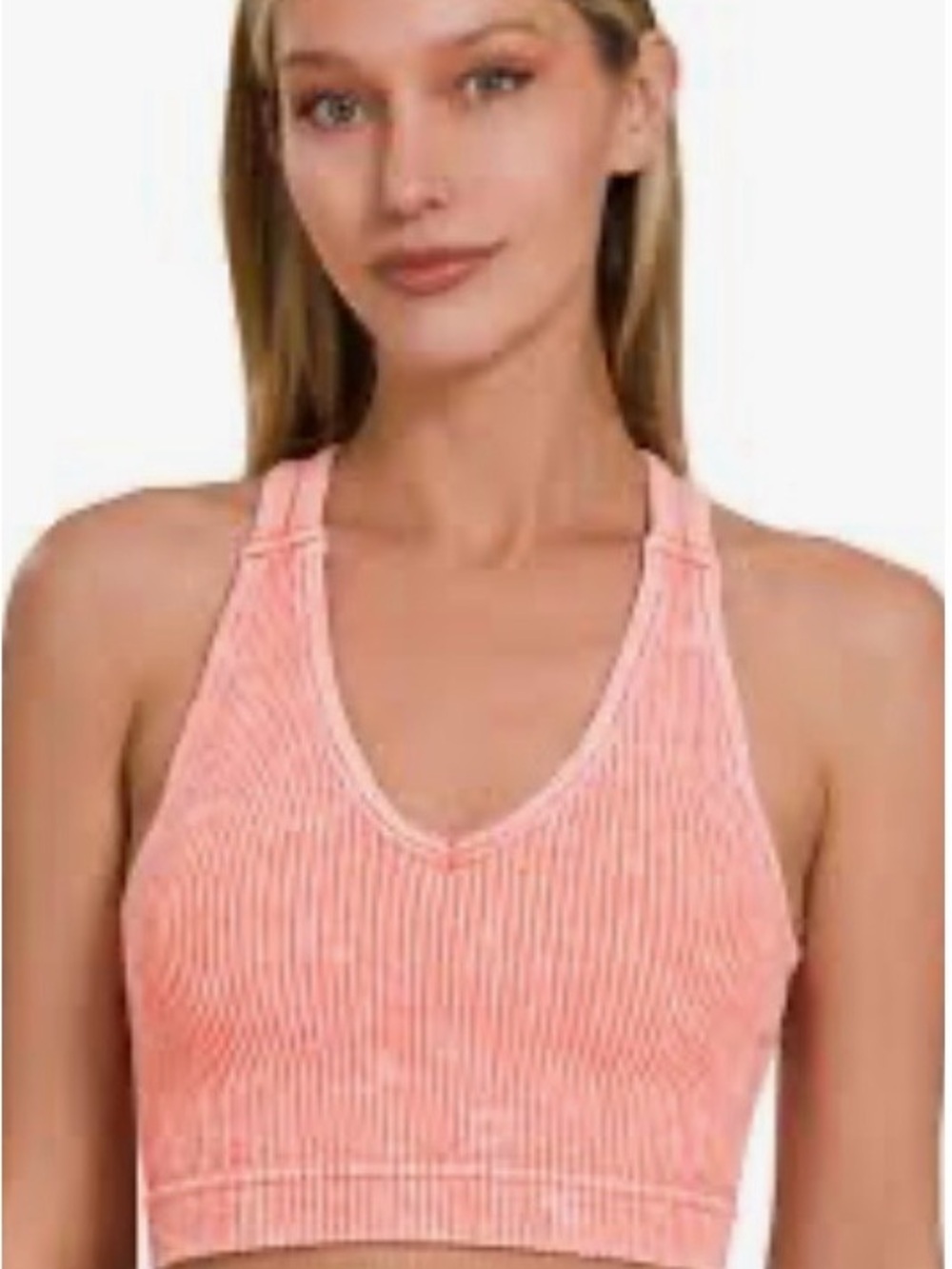 Zenana Outfitters NWT Lt. Pink Ribbed V-Neck Padded Bralette S/M